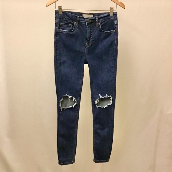 Free People 27 (US 4) Skinny Jeans Cropped Distressed Women’s Mid Rise Stretch - Picture 4 of 12
